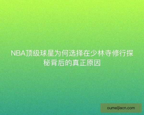 NBA顶级球星为何选择在少林寺修行探秘背后的真正原因