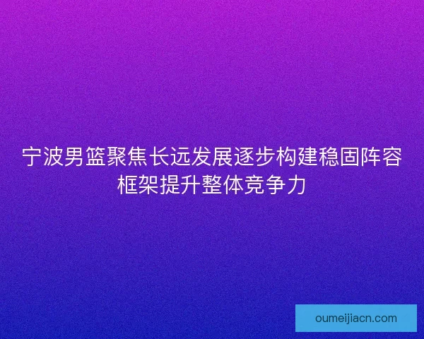宁波男篮聚焦长远发展逐步构建稳固阵容框架提升整体竞争力
